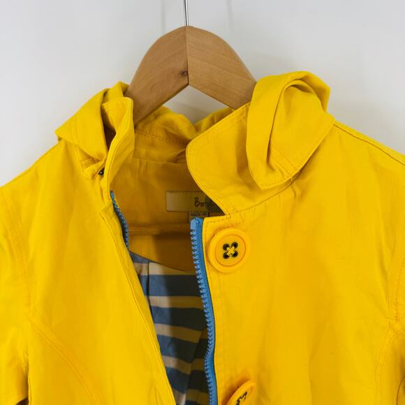 Boden Yellow Hooded Jacket Cotton Striped Lining Button Zip Front Size 2 - Picture 5 of 10